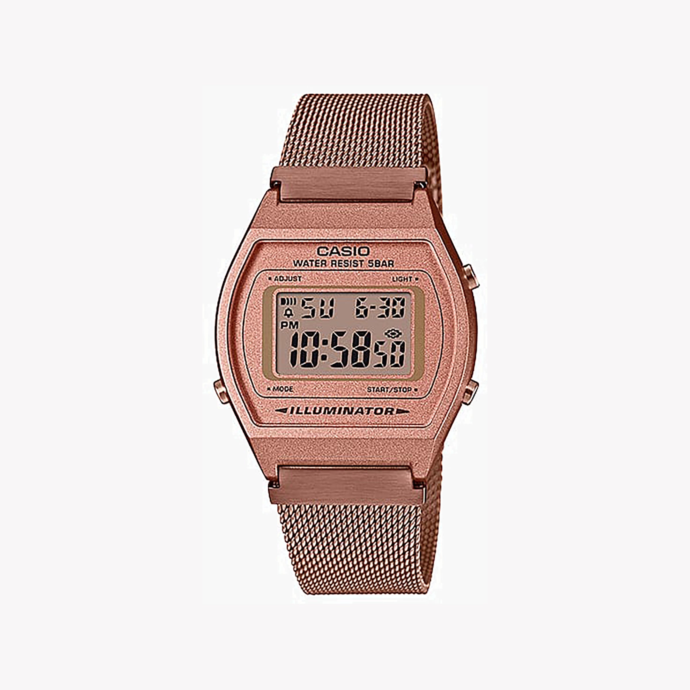 Men's Digital Watches for Understated Elegance-Casio Unisex Rose Gold Watch, Resin/Steel | B640WMR-5ADF