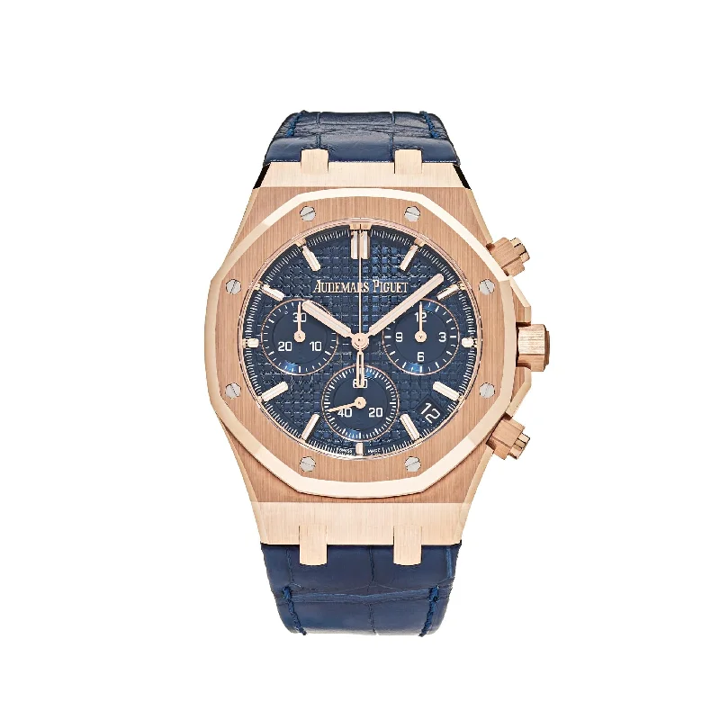 Men's Audemars Piguet Designer Style Watches-Audemars Piguet Royal Oak 26240OR.OO.D315CR.01 Chronograph '50th Anniversary' Rose Gold Blue Dial (2022)