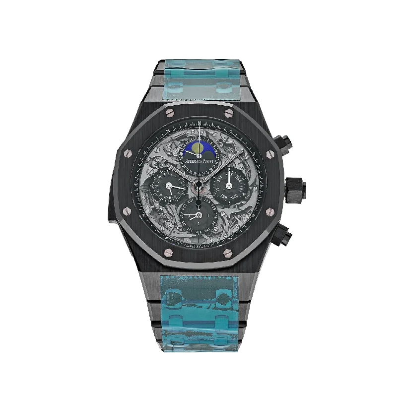 Men's Audemars Piguet Solar Powered Watches-Audemars Piguet Royal Oak 26605CE.00.1248CE.98 Grand Complications Perpetual Calendar Black Ceramic