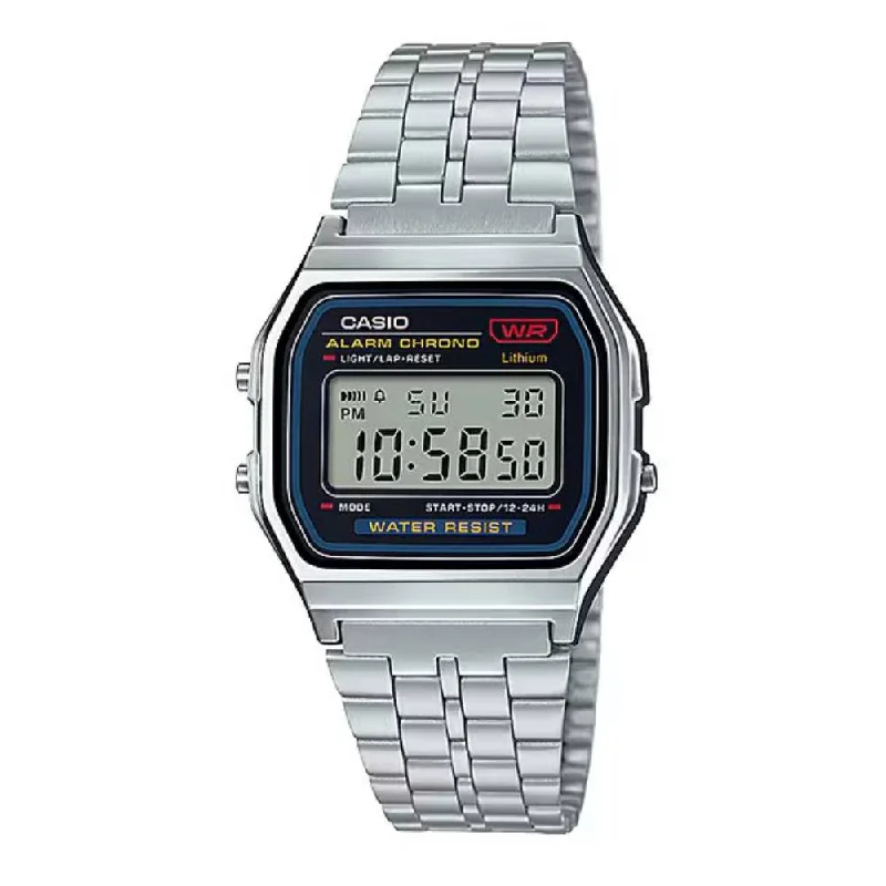 Men's Digital Watches for Workouts-Casio Vintage Digital Steel Digital 33.2mm Stainless Steel Band