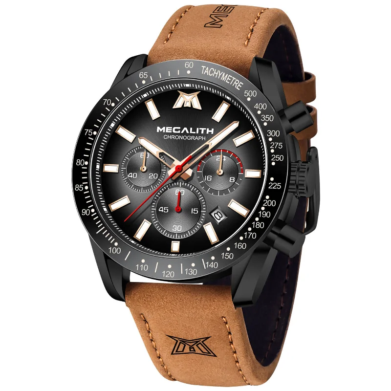 Men's Chronograph Watches for Temperature Monitoring-Chronograph Watch | Leather Band | 8274M