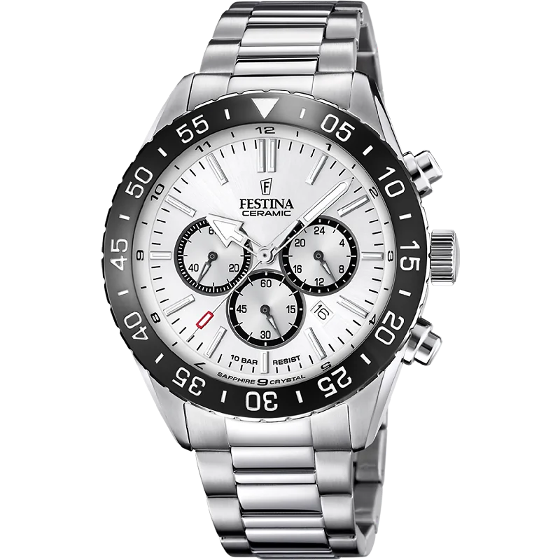 Men's Vintage Style Dress Watches for Retro Charm-Festina Chrono Men's Silver Watch F20575/1