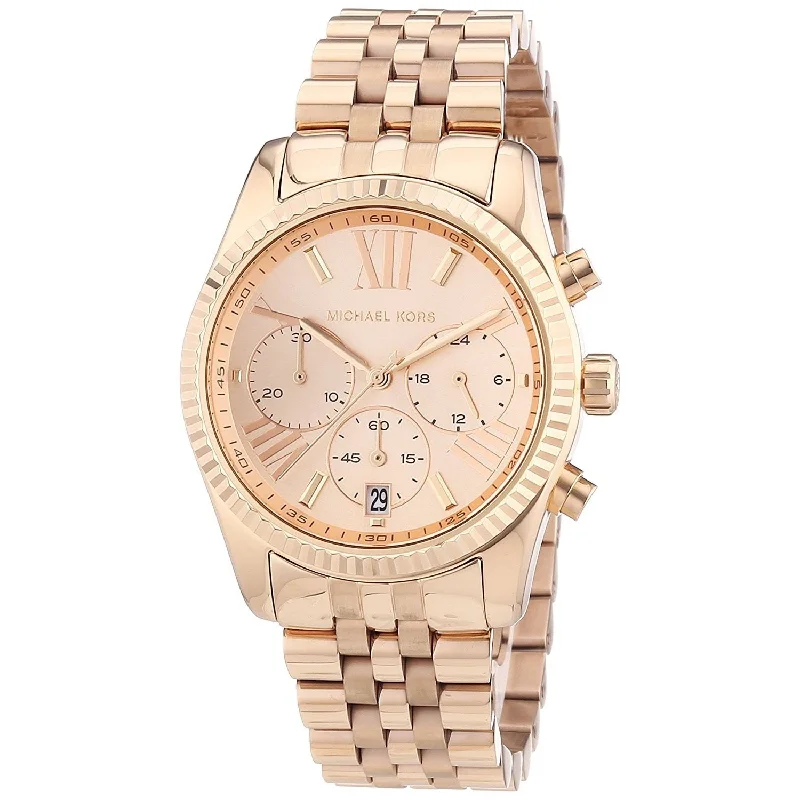 Chronograph Watches for Women Online-Michael Kors Women's MK5569 Lexington Chronograph Rose-Tone Stainless Steel Watch
