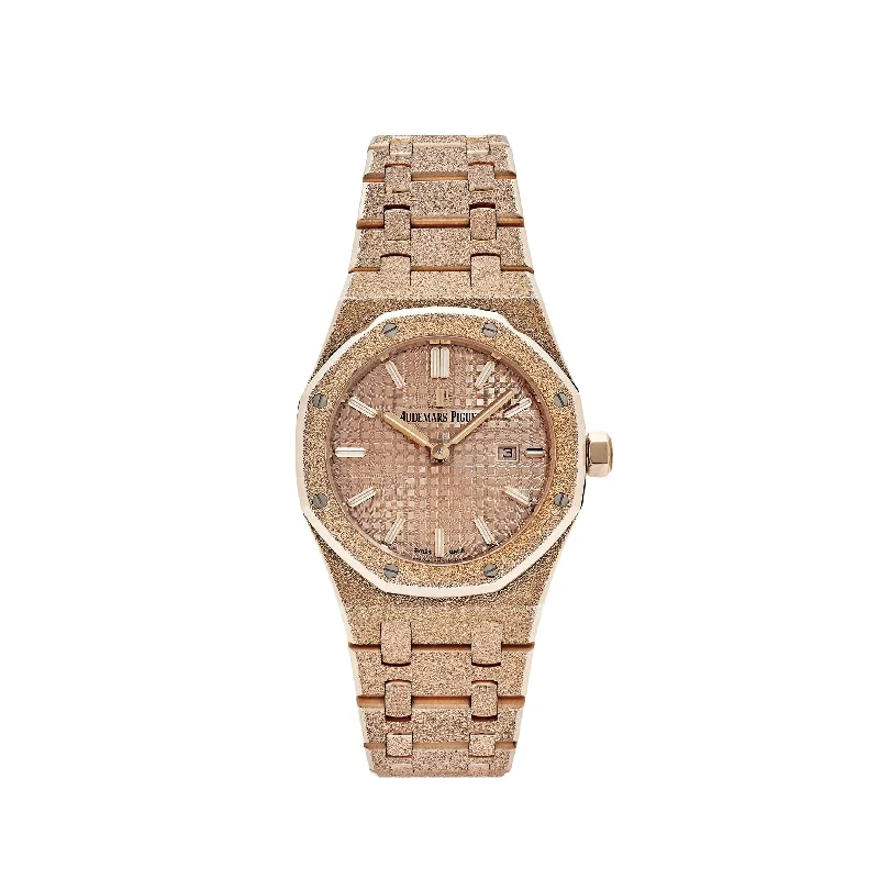 Men's Audemars Piguet Modern Design Watches-Audemars Piguet Royal Oak 67653OR.GG.1263OR.02 Lady Quartz Frosted Rose Gold