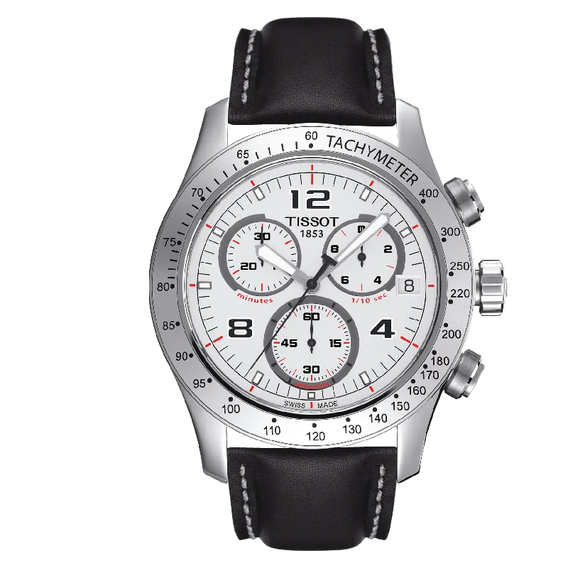 Men's Chronograph Watches for Military Personnel-Tissot T-Sport V8 Chronograph White Dial Men'S Watch