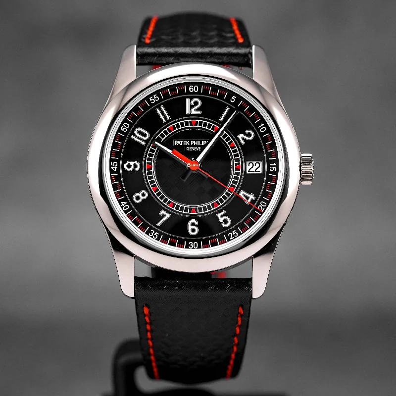 Men's Patek Philippe Watches with Personalized Engravings-CALATRAVA 6007G WHITEGOLD BLACK RED (2023)