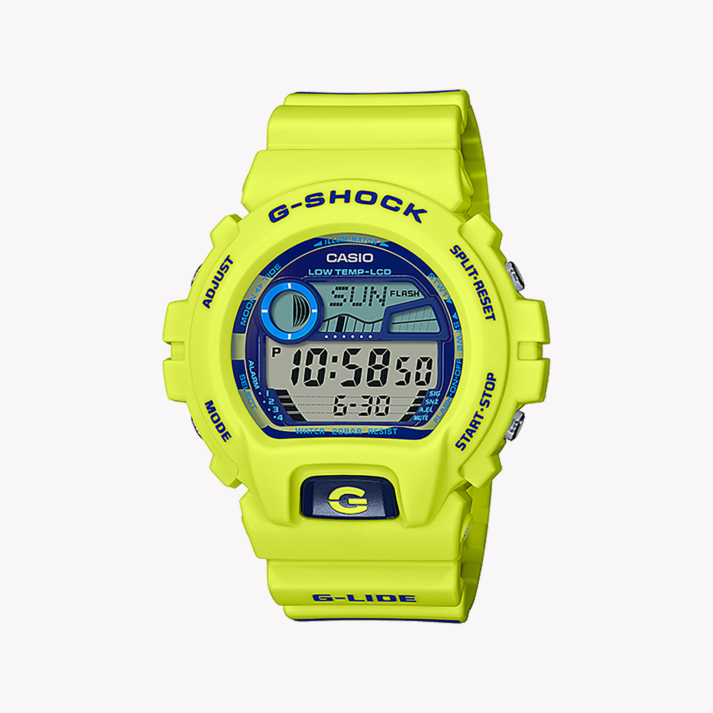 Men's Digital Watches for UV Protection-CASIO G-SHOCK GLX-6900SS-9DR SPORTY SPLASH - RUGGED YELLOW UNISEX WATCH WITH TIDE GRAPH & 200M WATER RESISTANCE