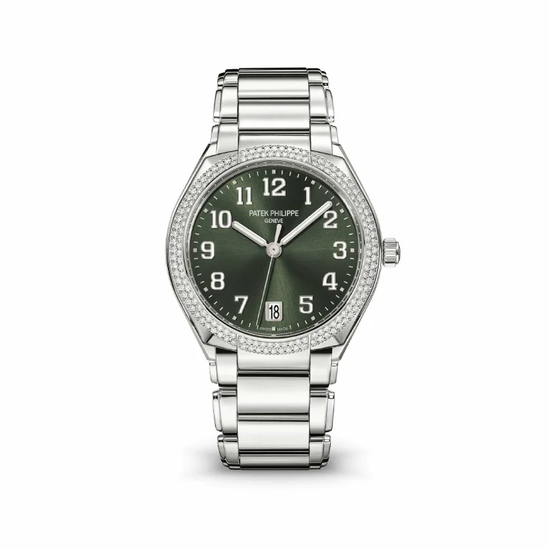 Men's Patek Philippe Watches with Barometer Calibration-Patek Philippe Twenty-4 Selfwinding 7300/1200A-011 Green Dial Diamond Bezel (2024)