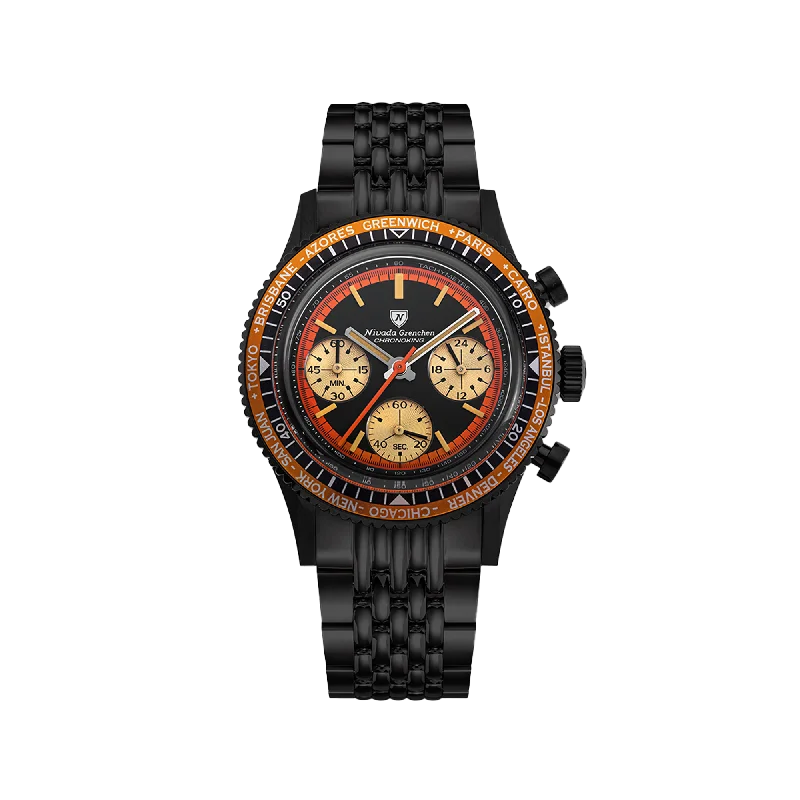 Women's Chronograph Watches with Minimalist Style-Nivada Grenchen Chronoking Mecaquartz Black