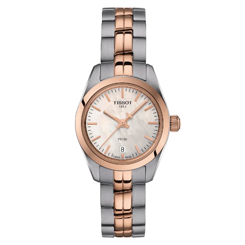 Women's Heritage Watches for Humidity Monitoring-Tissot T-Classic Pr 100 Lady Small White Mother-Of-Pearl Dial Women 25mm