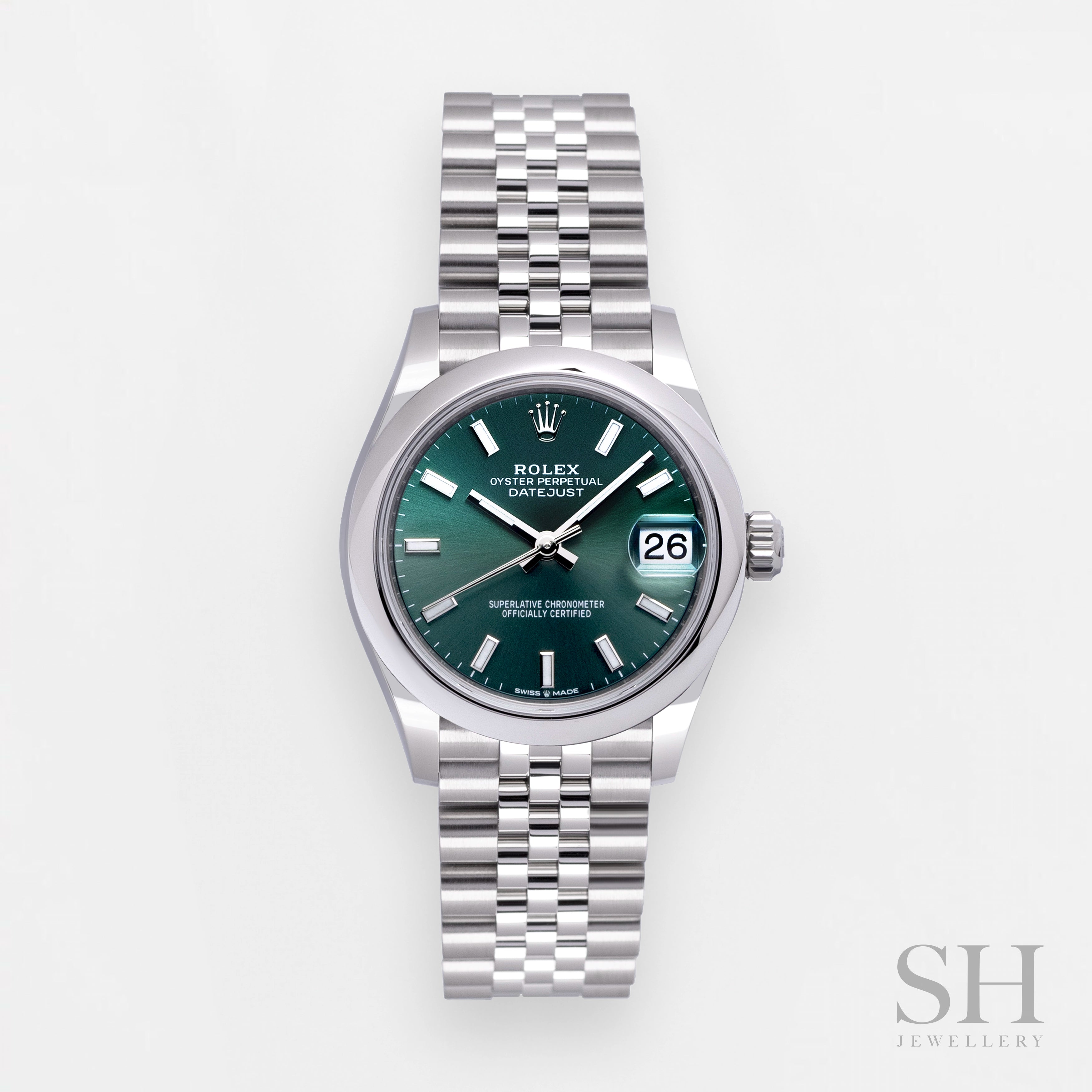 men's Rolex watches with helium escape valve -​Rolex Datejust31 31mm Steel Mint Green Dial Stick Markers 2024 Ref m278240-0012 (#821)