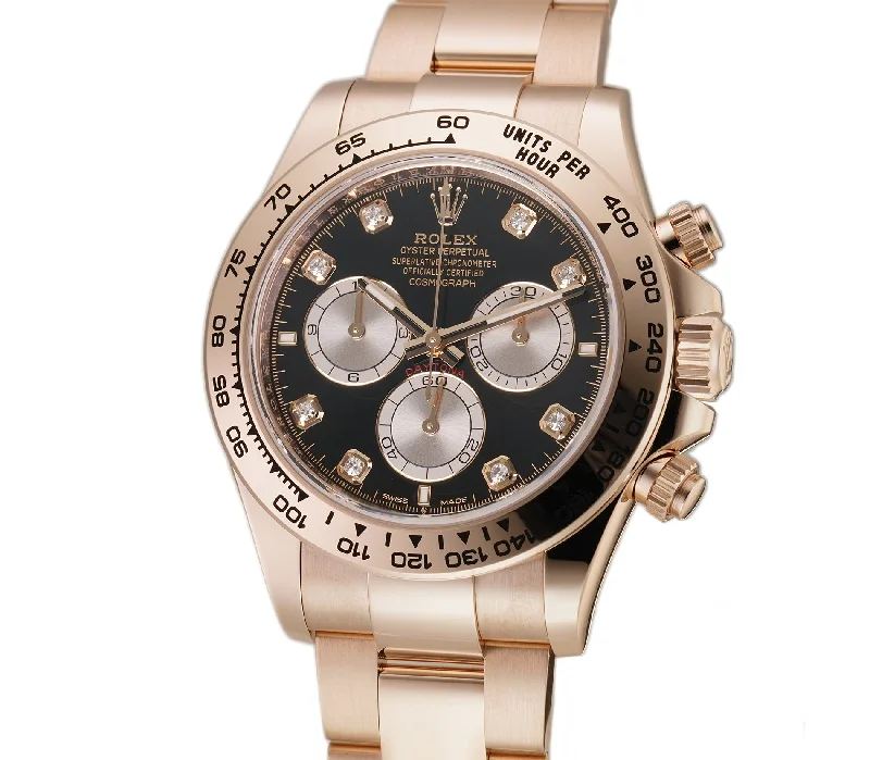 men's Rolex watches with date display -​40mm 18k Everose Gold Black Diamond Dial Cal. 4131
