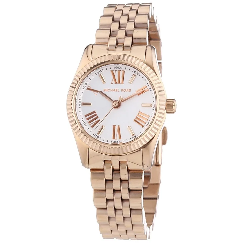 Women's Chronograph Watches with Aviation Theme-Michael Kors Women's MK3230 Petite Lexington Rose-Tone Stainless Steel Watch
