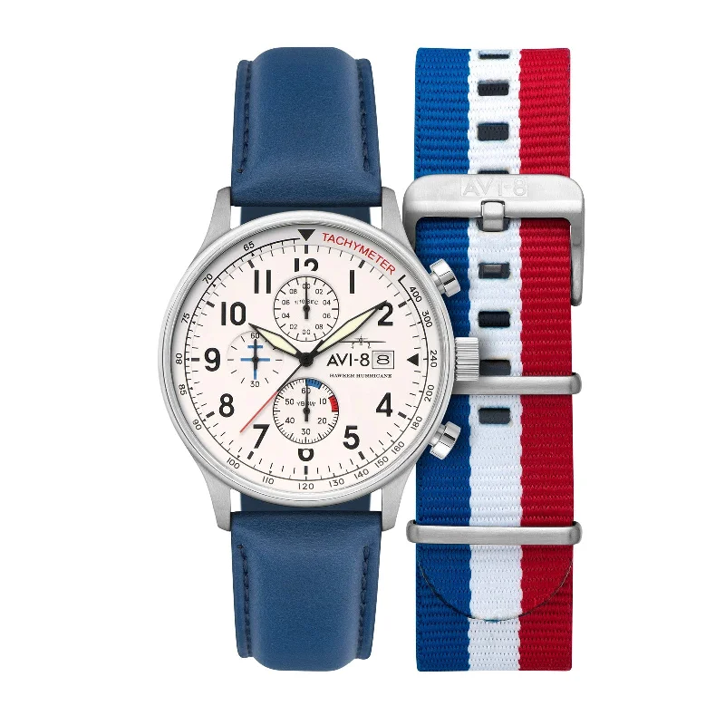 Men's Chronograph Watches for Adventure Seekers-Hawker Hurricane Classic Chronograph Blue White AV-4011-0X