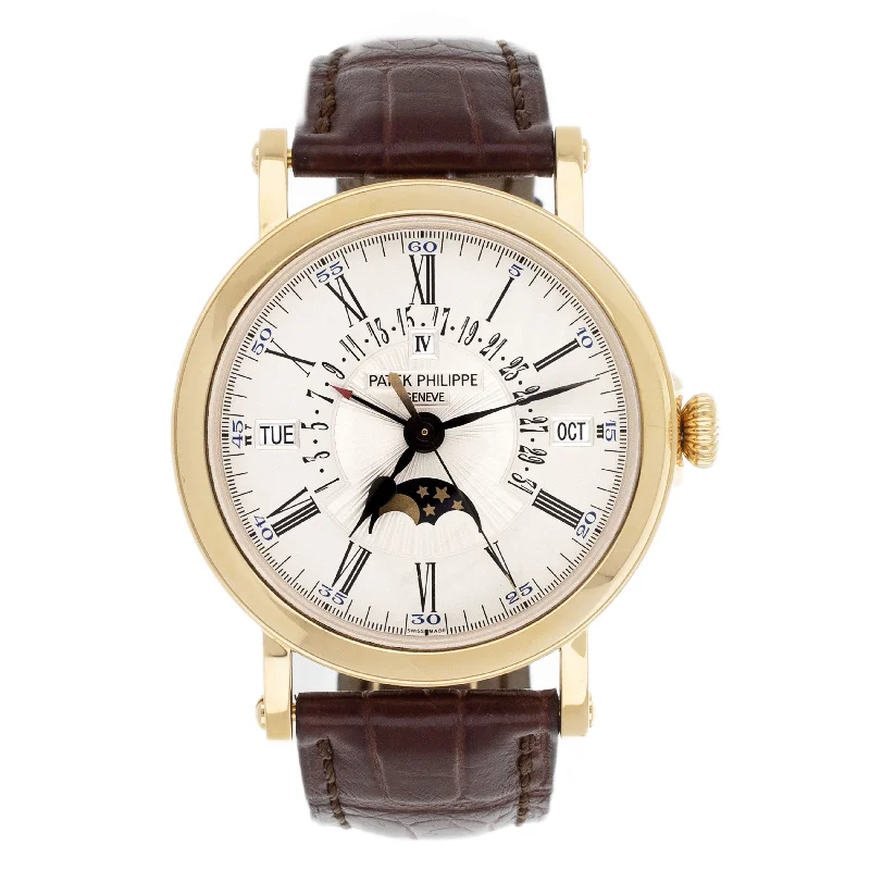 Men's Patek Philippe Watches for Modern Design-Patek Philippe Perpetual Calendar White Dial Yellow Gold 36mm 5159J Full Set
