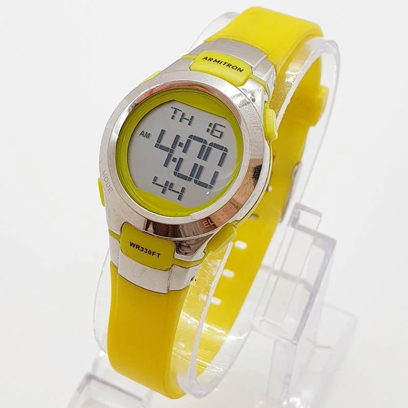 Women's Pilot Watches for Modern Aviation-Vintage Yellow Digital Watch by Armitron | Chronograph Watch for Her