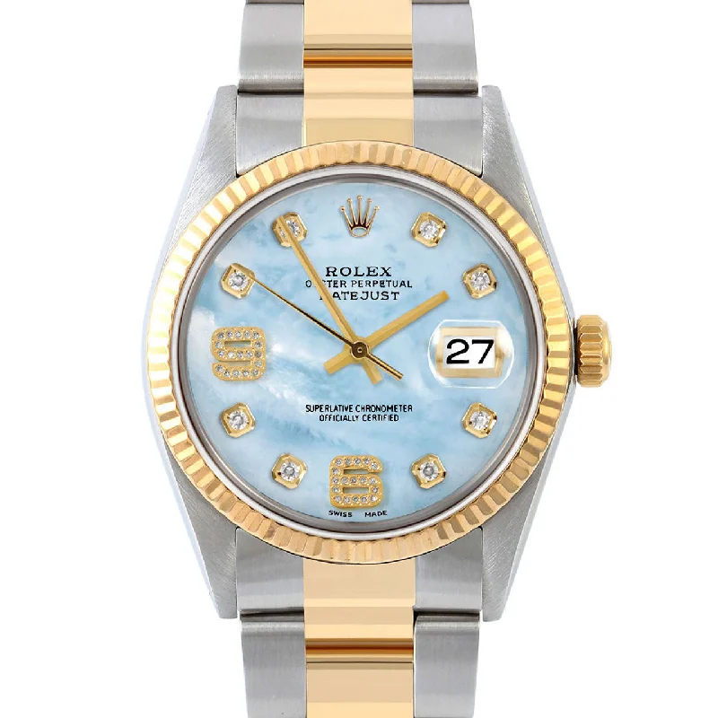 men's Rolex watches with unidirectional bezel -​Rolex Datejust 36mm | 16013-LBMOP-8DA69-FLT-OYS
