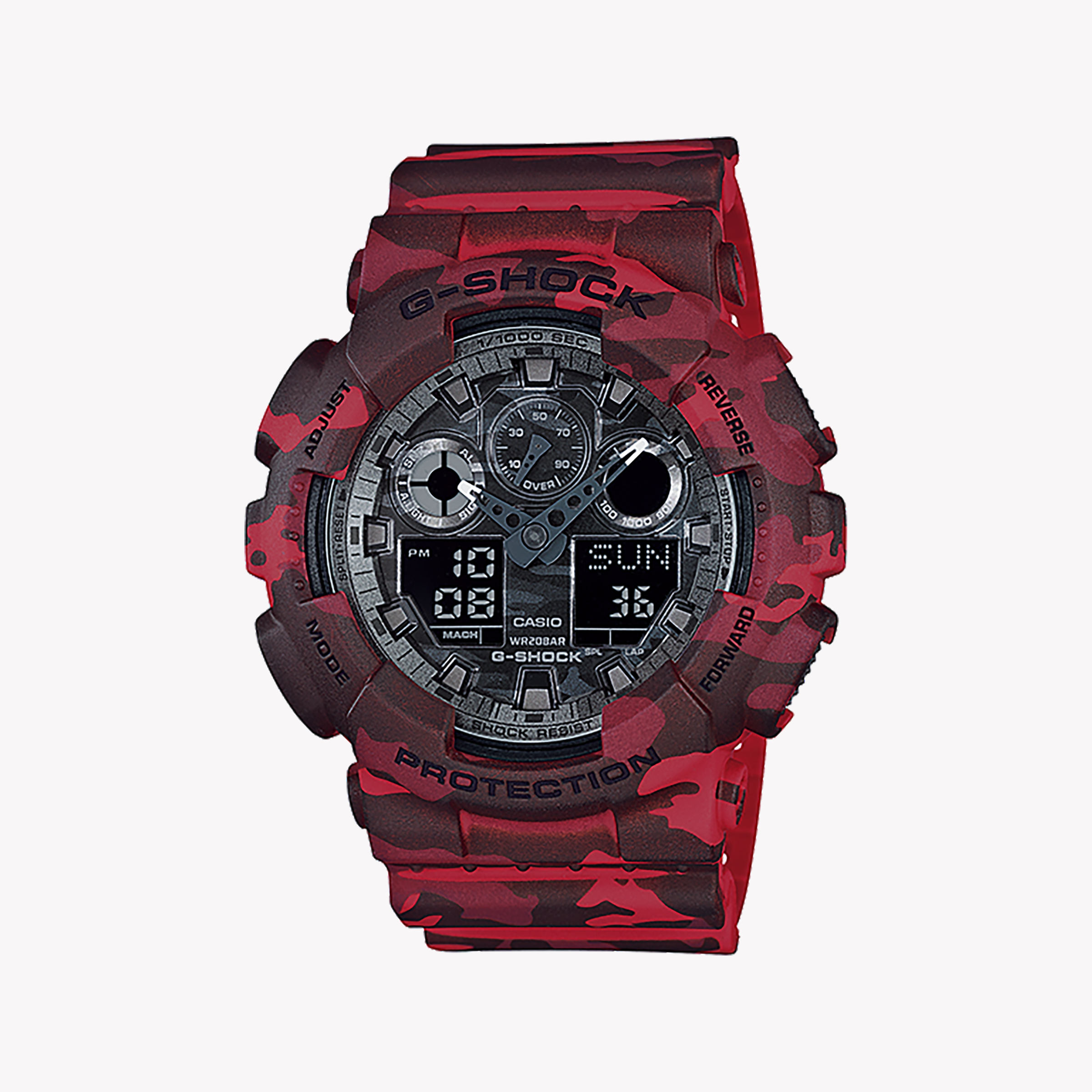 Men's Digital Watches with Barometer Calibration-CASIO G-SHOCK GA100CM-4A BOLD RED FUSION - MEN'S TOUGH & STYLISH TIMEPIECE