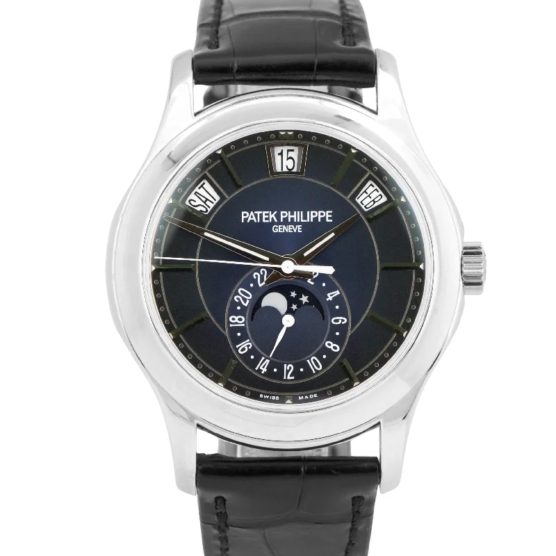Patek Philippe Analog Style Watches for Women-2020 PAPERS Patek Philippe Annual Calendar BLUE 18K Gold 40mm 5205G Watch BOX