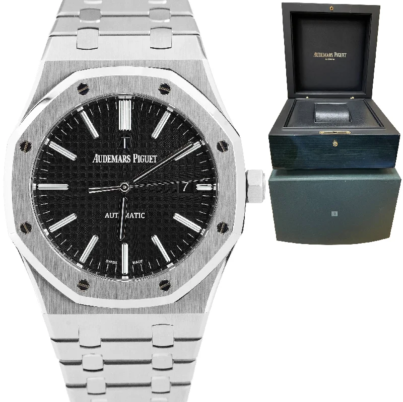 Audemars Piguet Tonneau Case Style Watches for Women-UNPOLISHED Audemars Piguet Royal Oak Black 41mm 15400ST.OO.1220ST.01 Steel Watch