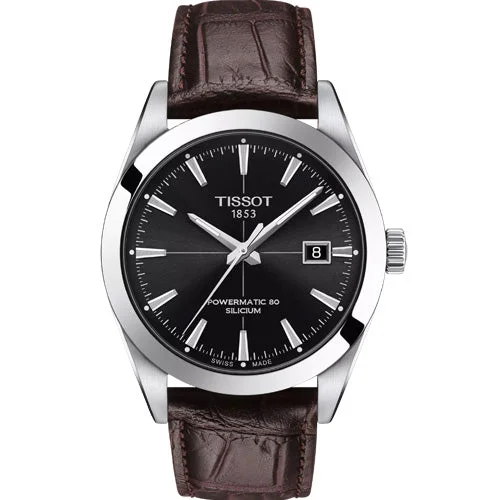 Women's Heritage Watches for Military Personnel-Tissot T-Classic Gentleman Powermatic 80 Silicium Black Dial Men 40mm T1274071605101