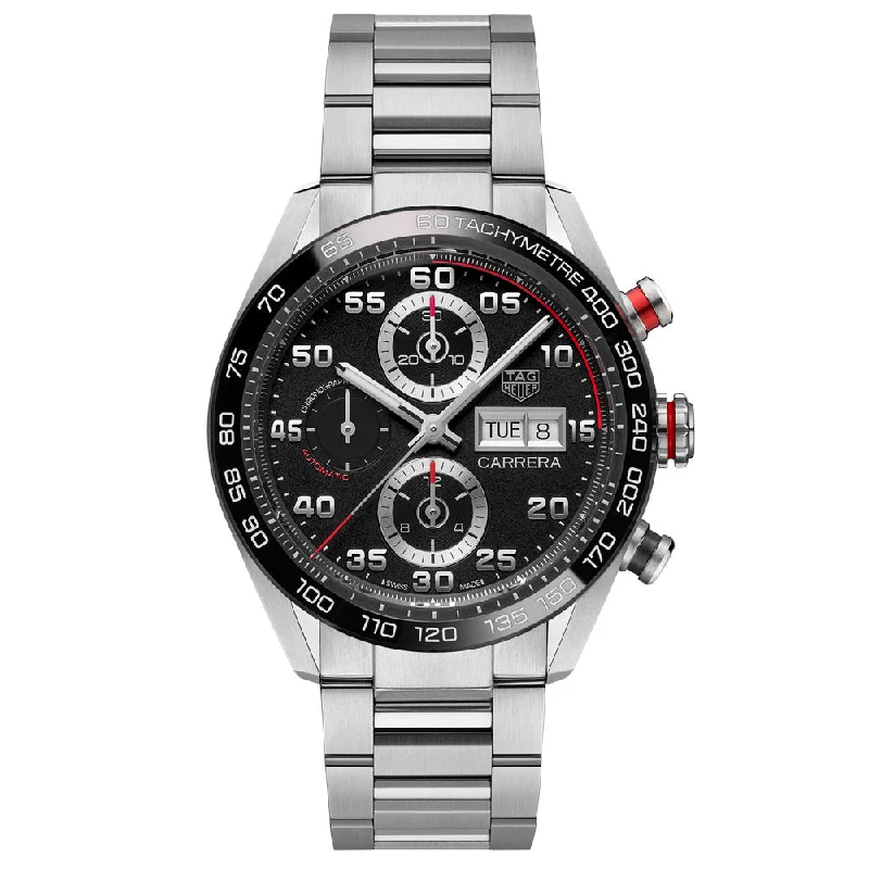 Women's Chronograph Watches for Birthday Gifts-TAG Heuer Carrera 44mm Black Dial Automatic Chronograph Gents Watch CBN2A1AA.BA0643
