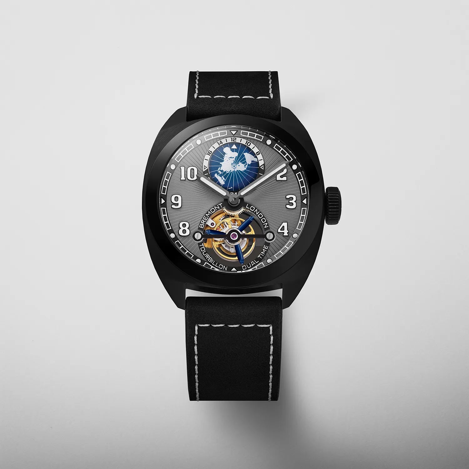 Men's Military Watches for Travel Alerts-Terra Nova Dual-Time Tourbillon