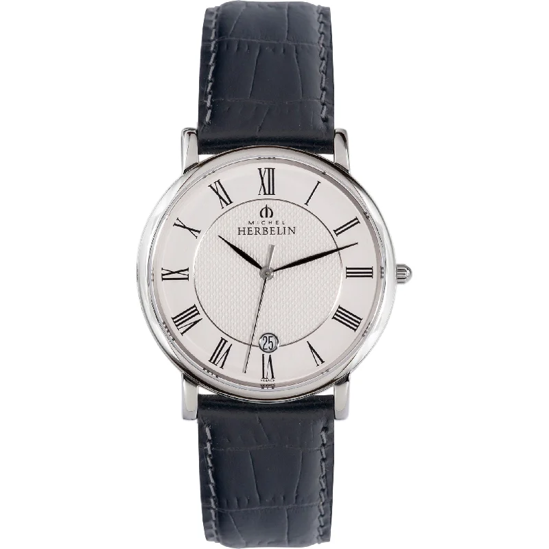 Men's Winter Style Dress Watches for Ski Resorts-Herbelin Classique  Men's White Watch 12248/08