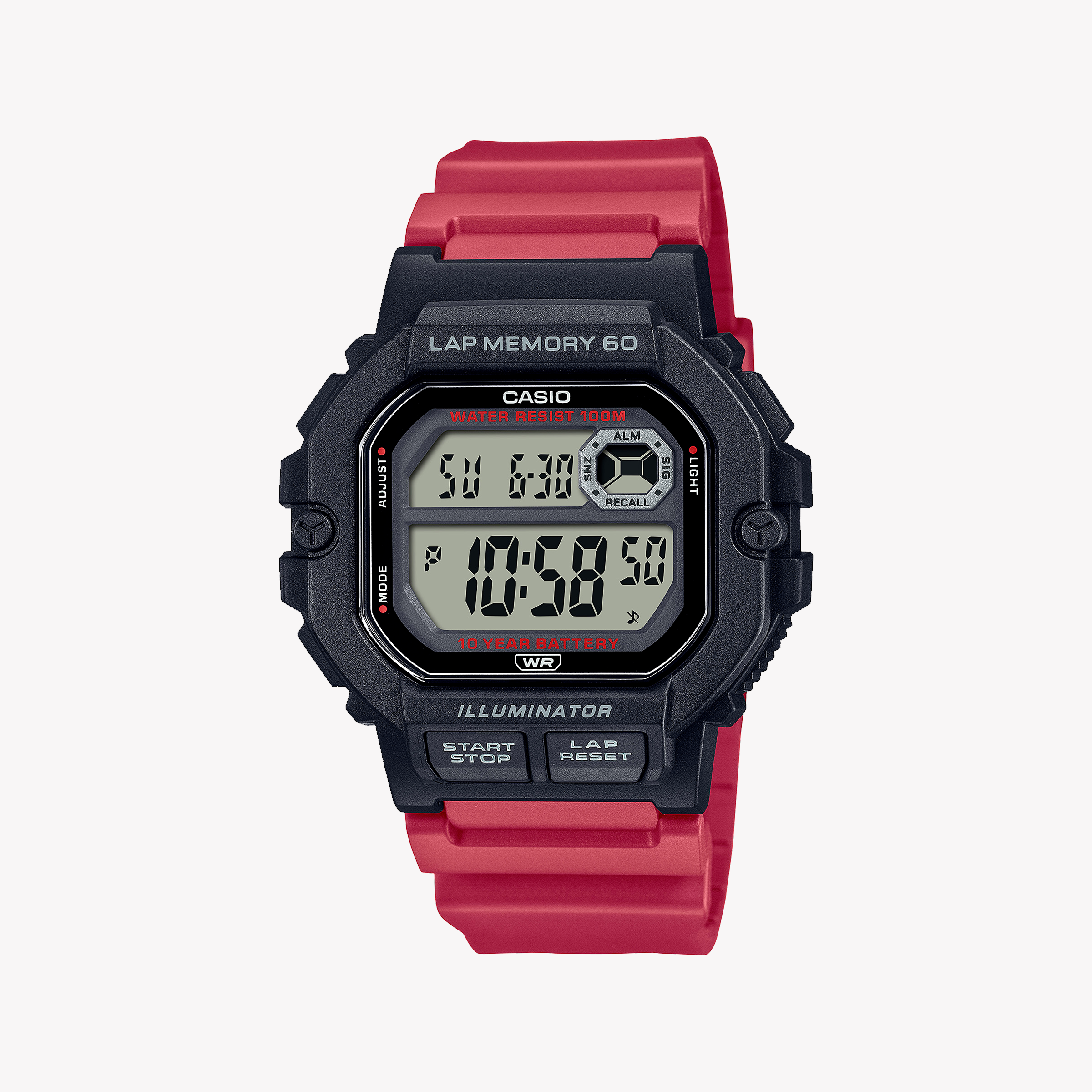 Men's Digital Watches with Hygrometer Feature-CASIO WS-1400H-4AVDF ADVENTURE TIMEKEEPER - BOLD BLACK & RED MEN'S WATCH