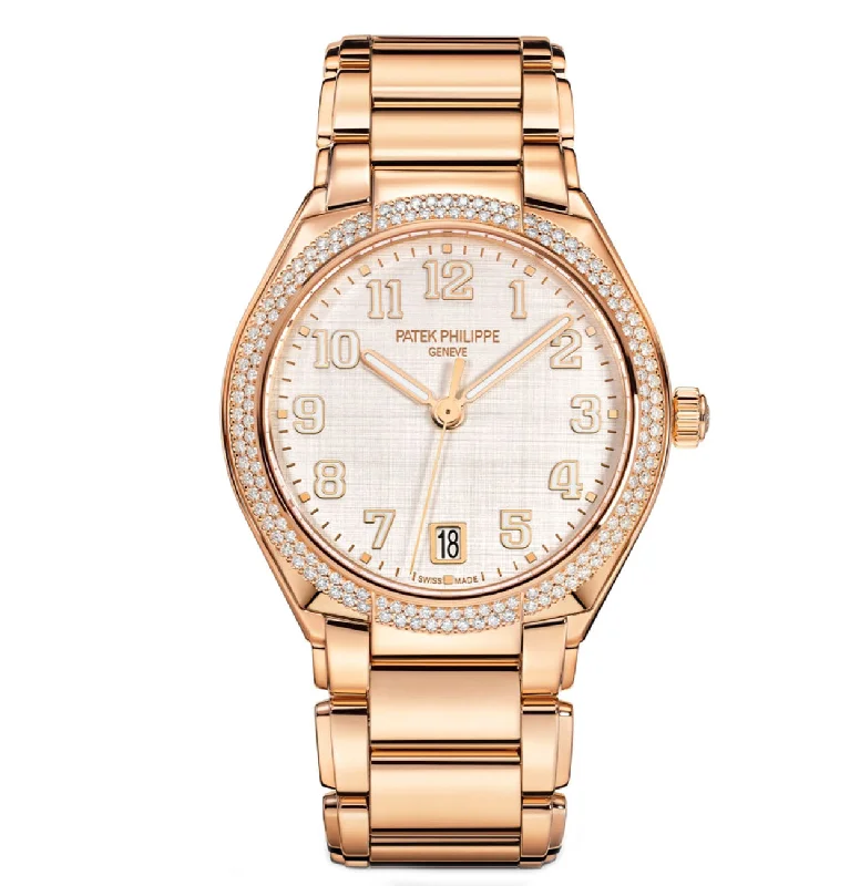 Men's Patek Philippe Watches for Modern Design-36mm 18k Rose Gold Silver Dial Diamond Bezel Automatic Men's Patek Philippe Watches for Modern Design-36mm 18k Rose Gold Silver Dial Diamond Bezel Automatic