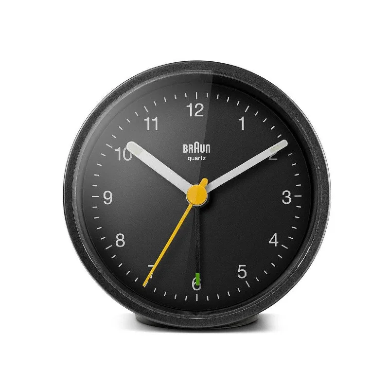 Wireless Clocks for Convenient Setup-Braun Classic Black Analogue Alarm Clock BC12B