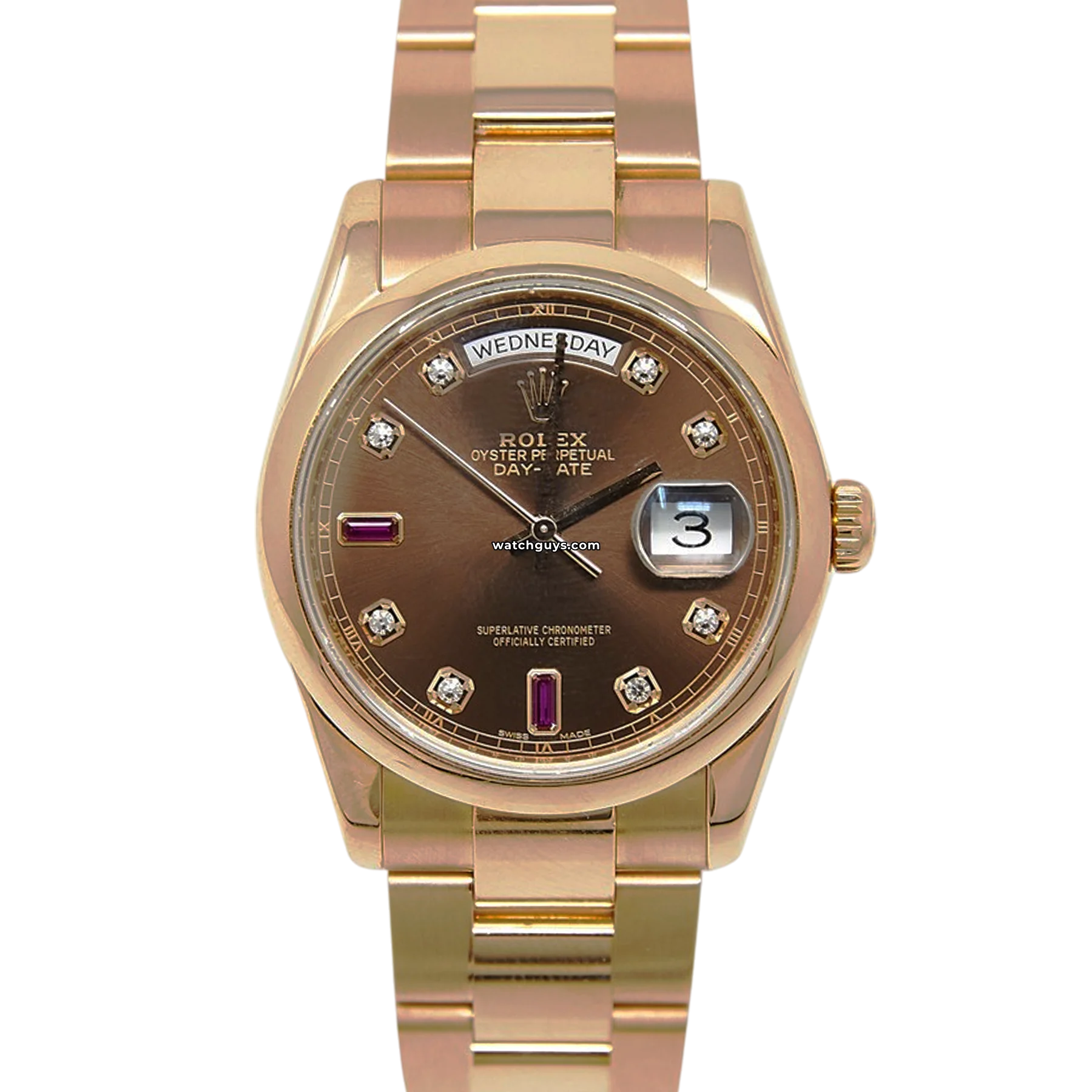 Women's Rolex Office Wear Design Watches-Rolex Day-Date 118205 Chocolate Diamond