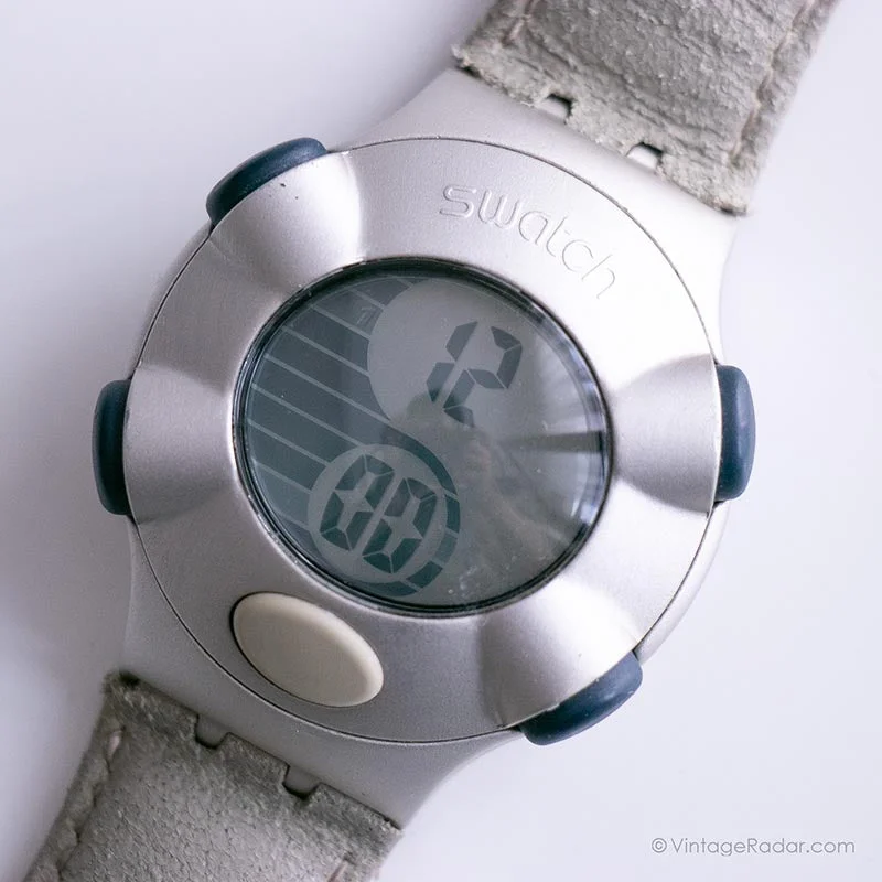 Women's Pilot Watches with Laser Engraving-2001 Swatch YKS4001 DOUBLE DOT Watch | Vintage Digital Irony Beat