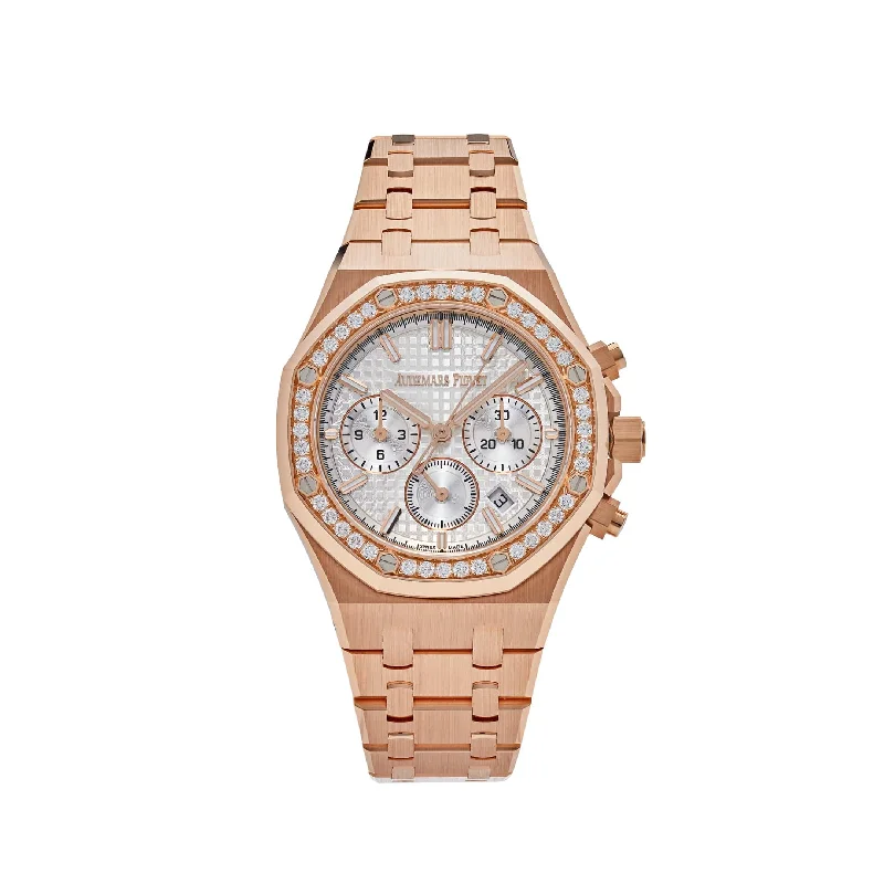 Men's Audemars Piguet Hand-Wound Style Watches-Audemars Piguet Royal Oak 26715OR.ZZ.1356OR.01 Selfwinding Chronograph Rose Gold Diamond Bezel