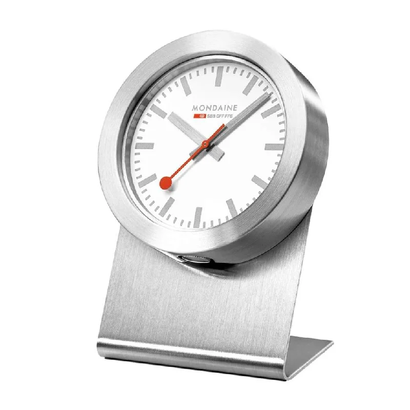 Quartz Clocks for Low Maintenance-A660.30318.82SBV Official Swiss Railways Magnetic Desk Clock Brushed Silver