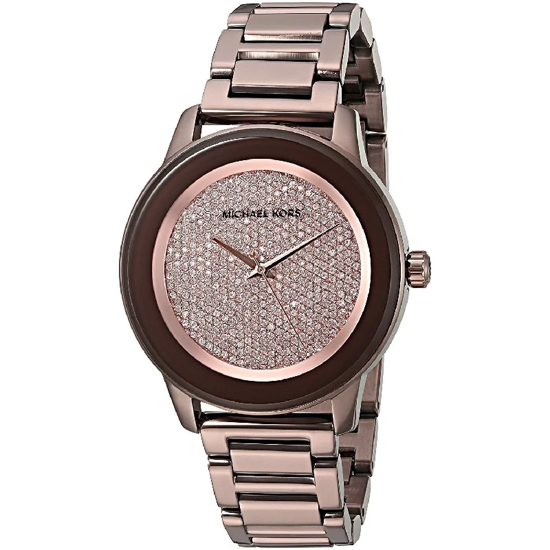 Women's Chronograph Watches for Retro Charm-Michael Kors Women's MK6245 Kinley Crystal Brown Stainless Steel Watch