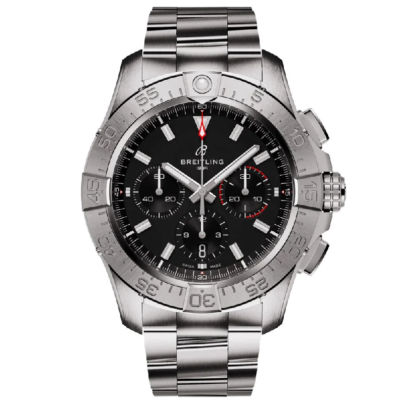 Women's Chronograph Watches with GPS Navigation-Breitling Avenger B01 Chronograph 44mm Black Dial Automatic Gents Watch AB0147101B1A1