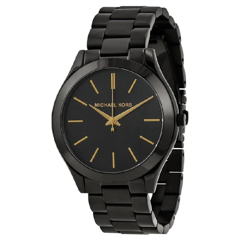 Women's Chronograph Watches with Altimeter Calibration-Michael Kors Women's MK3221 Slim Black Stainless Steel Watch