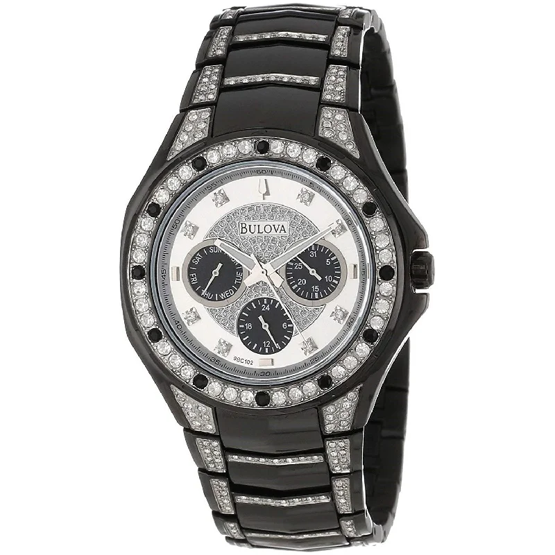 Men's Chronograph Watches with Advanced Navigation-Bulova Men's 98C102 Chronograph Black Stainless Steel with Sets of Crystal Watch