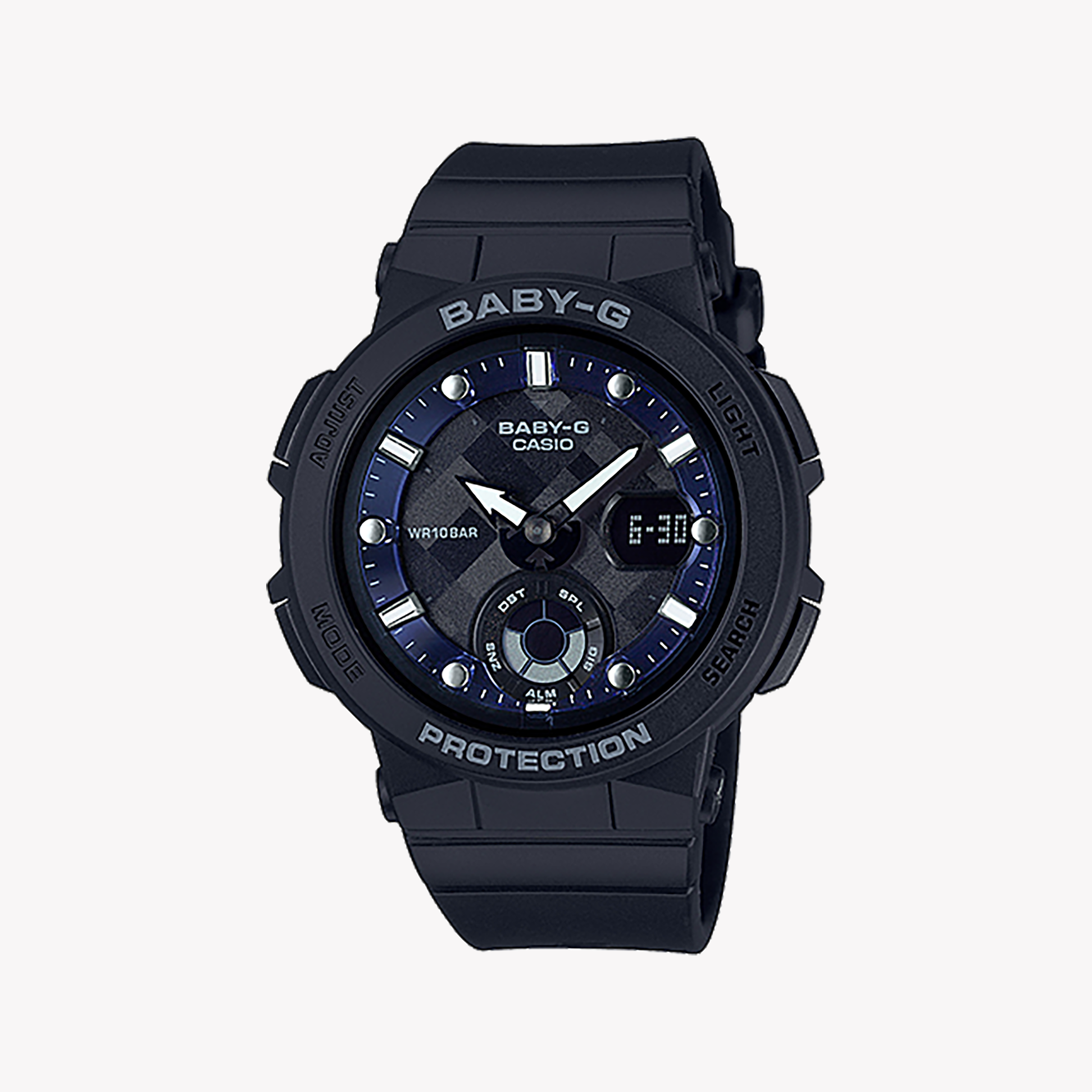 Men's Digital Watches for Fitness Tracking-CASIO BABY-G BGA-250-1ADR SPORTY ELEGANCE - BLACK RESIN TIMEPIECE FOR ADVENTUROUS WOMEN