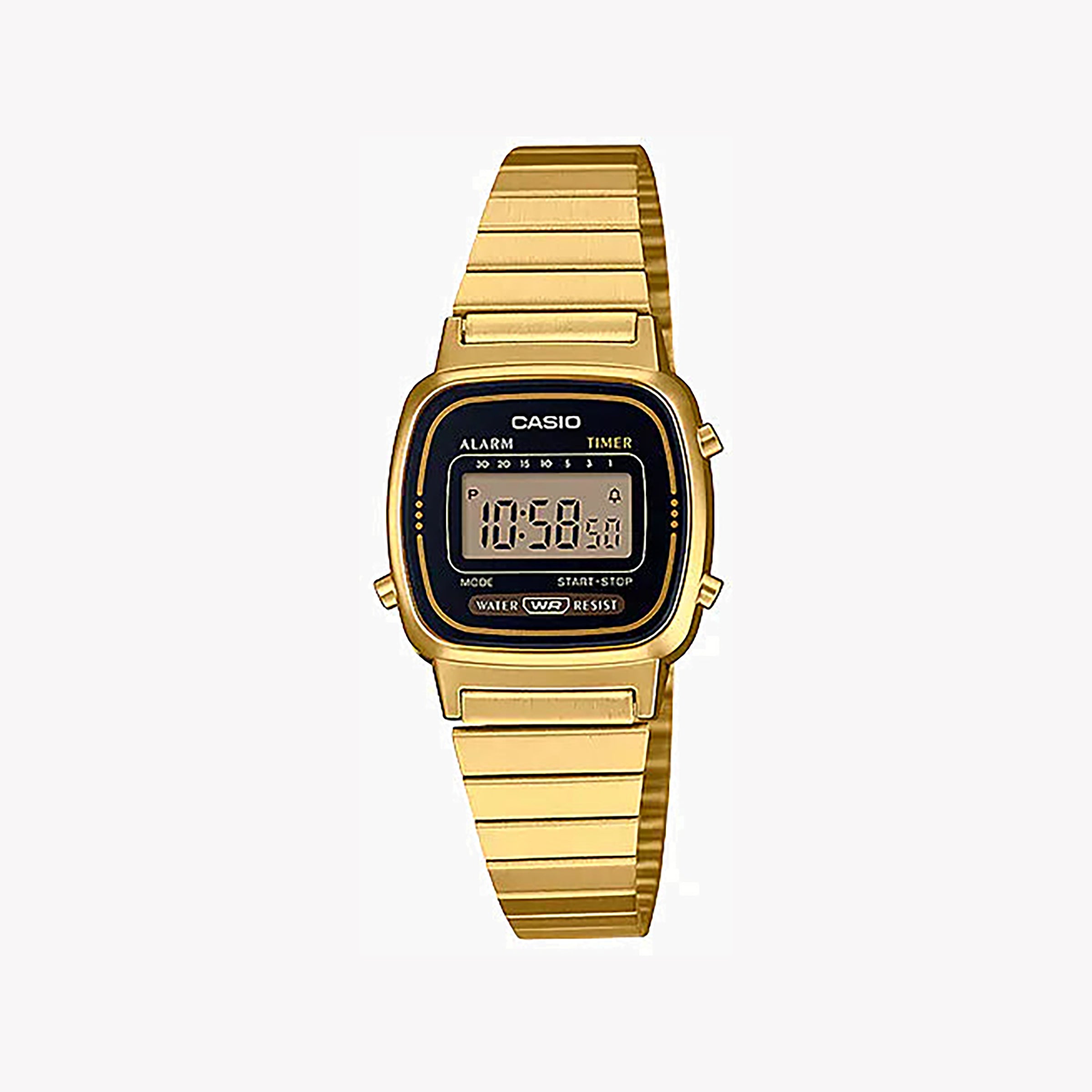 Men's Digital Watches for High-End Collectors-Casio Unisex Silver Resin Watch, Stainless Steel Band | LA670WGA-1DF