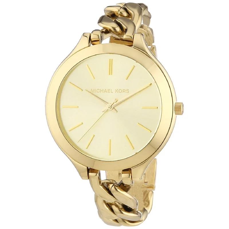 Women's Quartz Chronograph Watches-Michael Kors Women's MK3222 Runway Gold-Tone Stainless Steel Watch