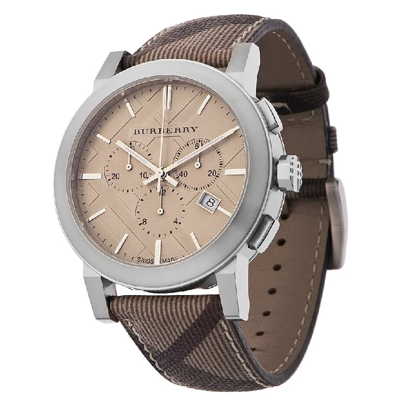 Men's Chronograph Watches for Special Occasions-Burberry Men's BU9361 Impressed Chronograph Grey Fabric Watch