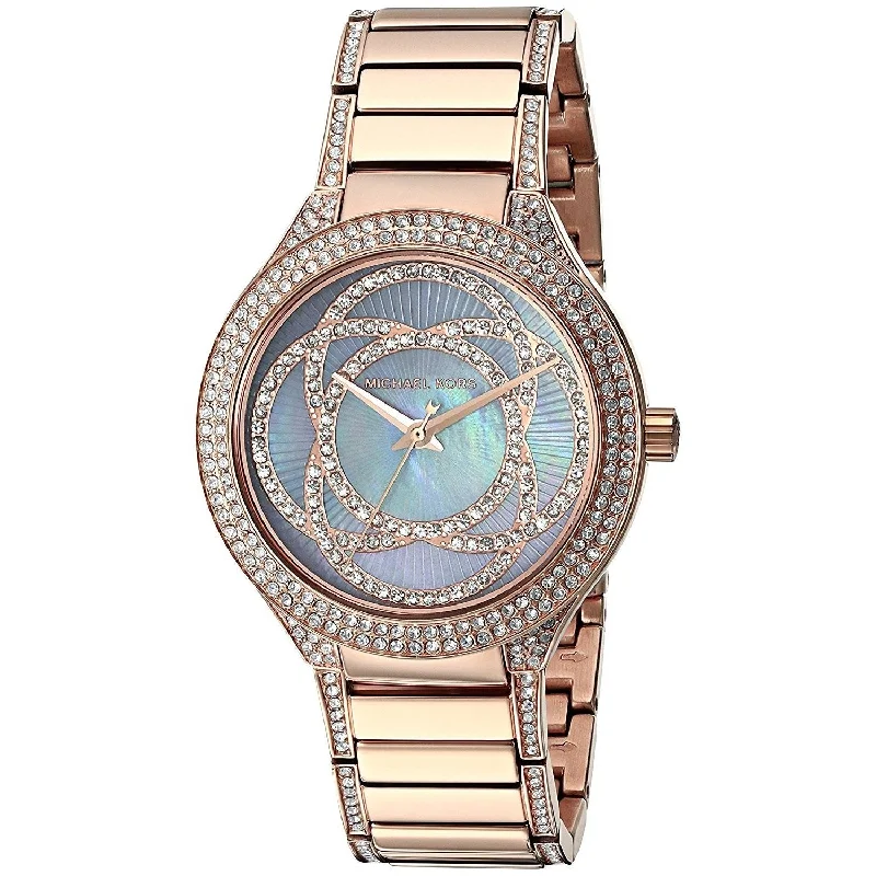 Women's Chronograph Watches for Collectors-Michael Kors Women's MK3482 Kerry Crystal Rose-Tone Stainless Steel Watch