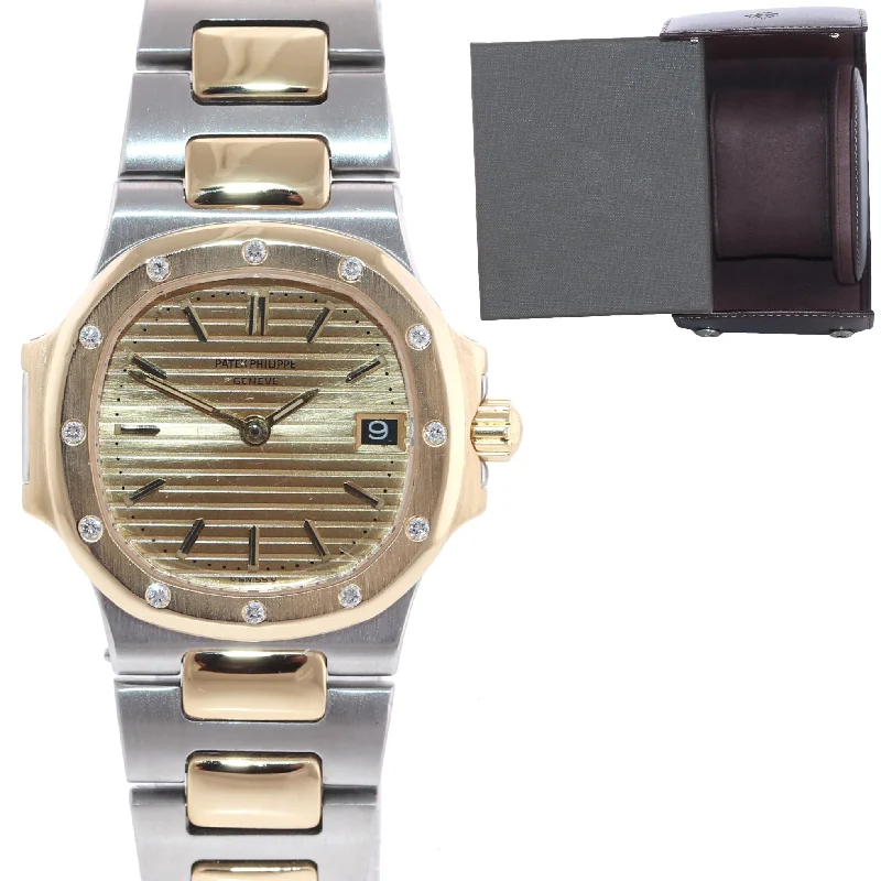 Women's Patek Philippe Modern Style Watches-Diamond Ladies Patek Philippe Nautilus 4700 Yellow Gold Two Tone Watch