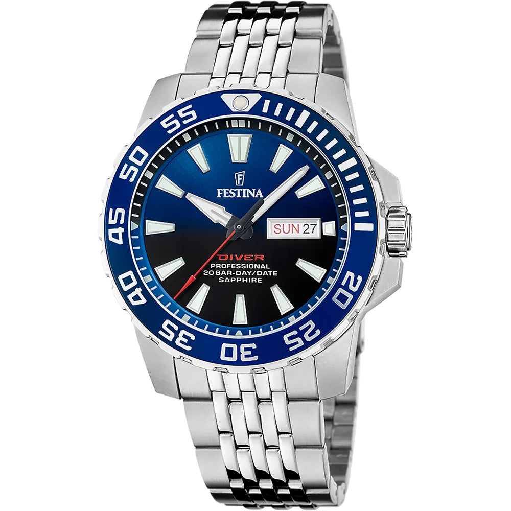 Men's Swiss Made Dress Watches for Luxury Quality-Festina Diver Men's Blue Watch F20661/1