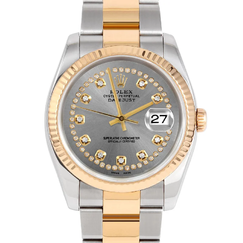 men's Rolex watches with waffle dial -​Rolex Datejust 36mm | 116233-SLT-STRD-FLT-OYS