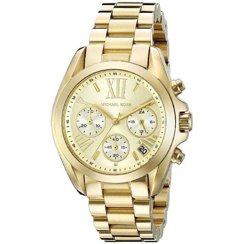 Women's Chronograph Watches for Travelers-Michael Kors Women's MK6267 Mini Bradshaw Chronograph Gold-tone Stainless Steel Watch