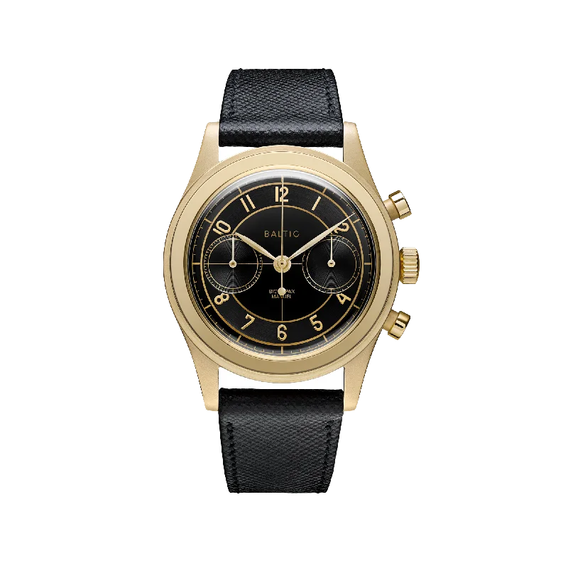 Women's Chronograph Watches for Customization-Baltic Bicompax 002 Gold PVD
