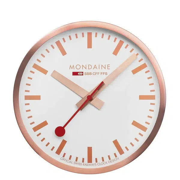 Corpus Clocks for Unique Art Pieces-Mondaine Wall Clock Copper Tone 25cm